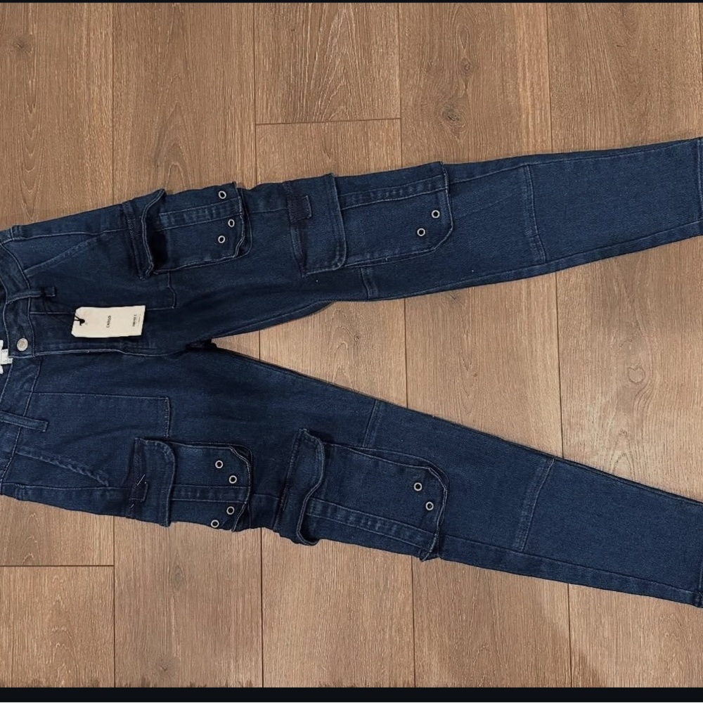 Women's Dark Blue Cargo Jeans